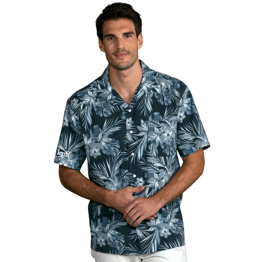 Indigo Breeze Print Hawaiian Shirt