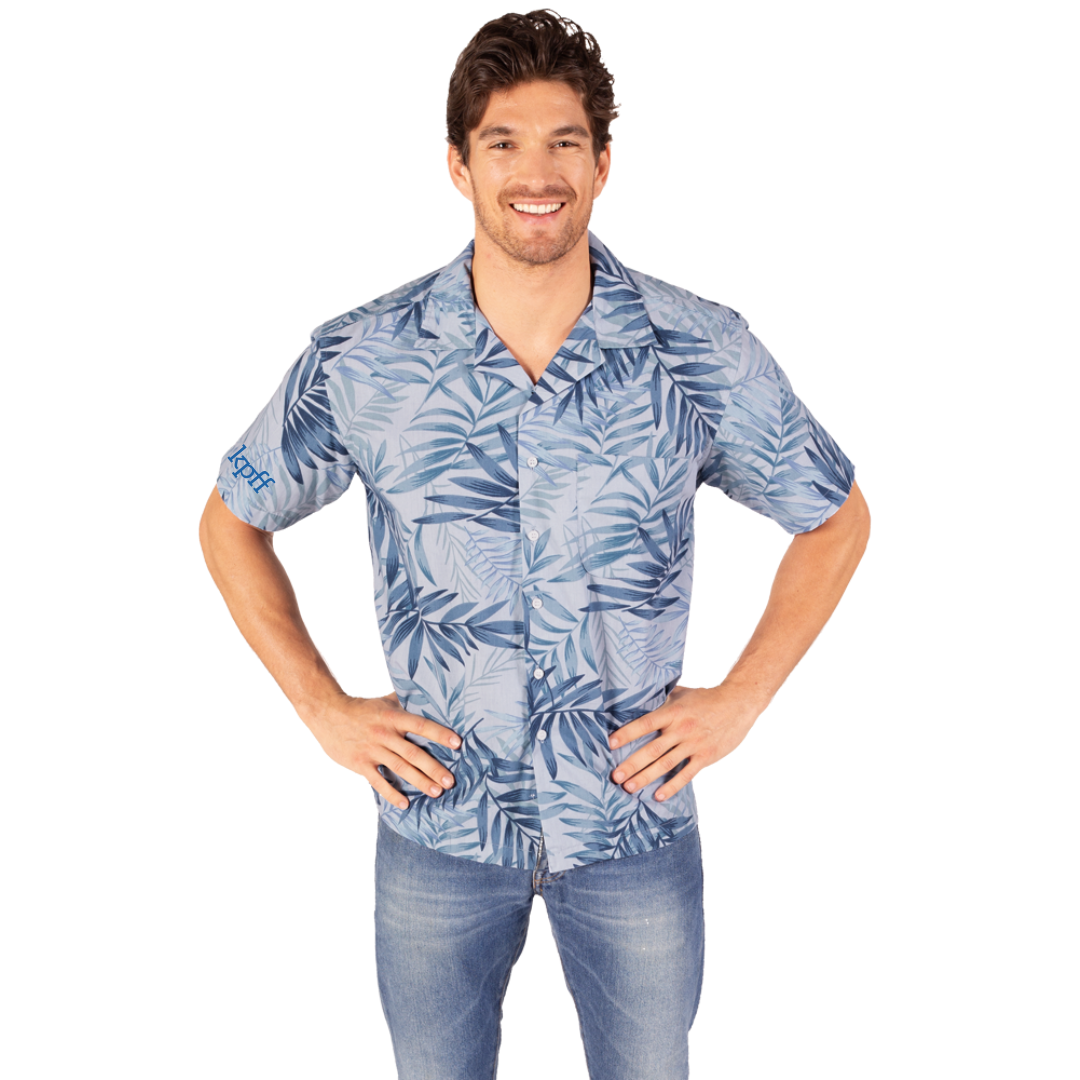Blue Tonal Print Hawaiian Shirt