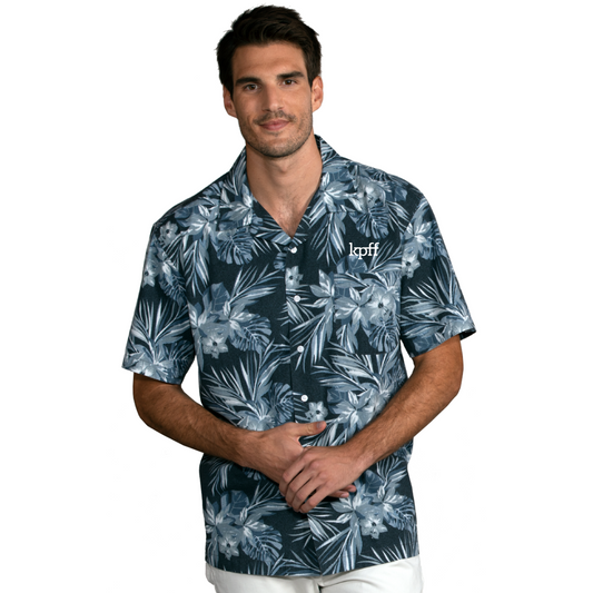 Indigo Breeze Print Hawaiian Shirt